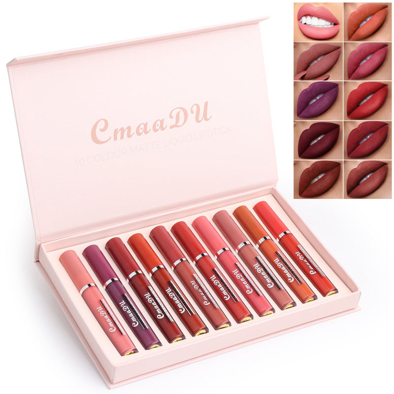 RootedCareUK 10-Piece Waterproof Matte Lipstick Set