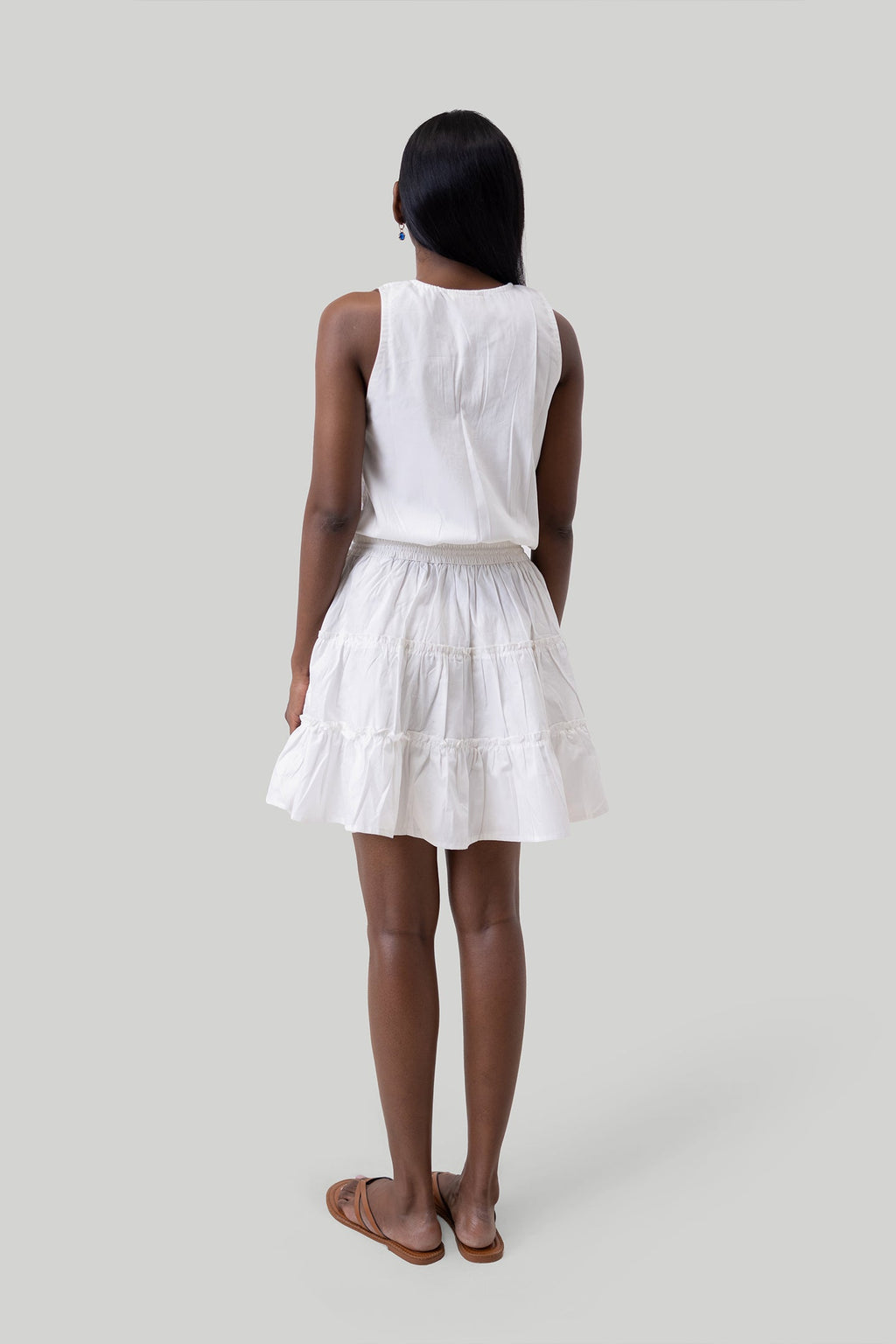 Tiered embroidered short dress