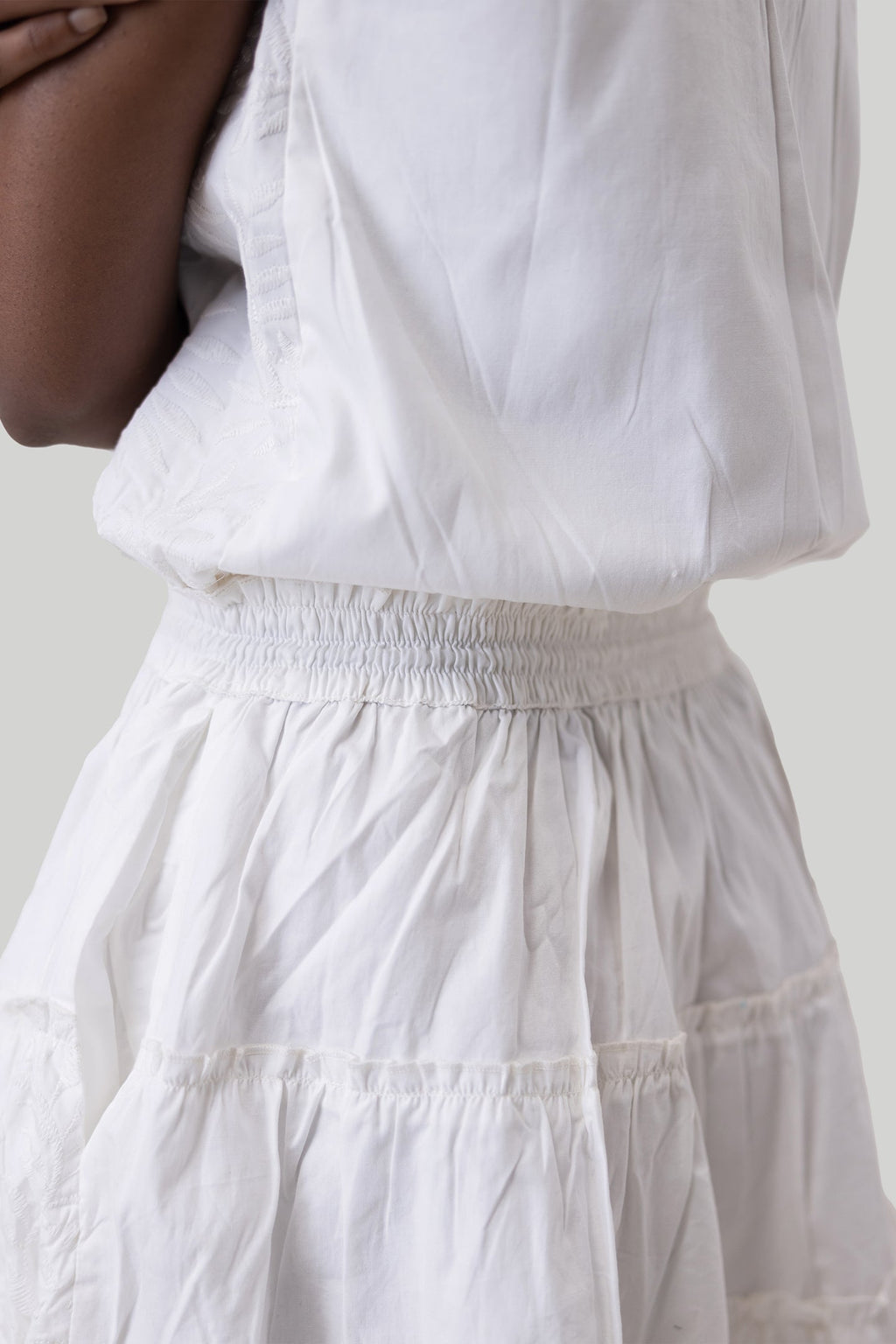 Tiered embroidered short dress