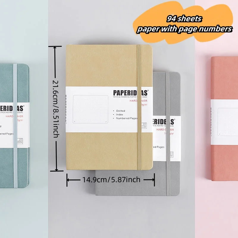 Hardcover A5 Bullet Journals Dot Notebook 188 Page 100gsm 5.7x8.2inch Retro Bandage Candy Color Diary Notebook Journal BUJO