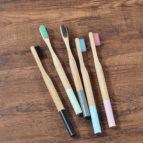 5Pack Adult Bamboo Toothbrush Medium Bristles Eco Friendly Cepillo Dientes Bambu Oral Care Toothbrush Clareador De Dente Brushes