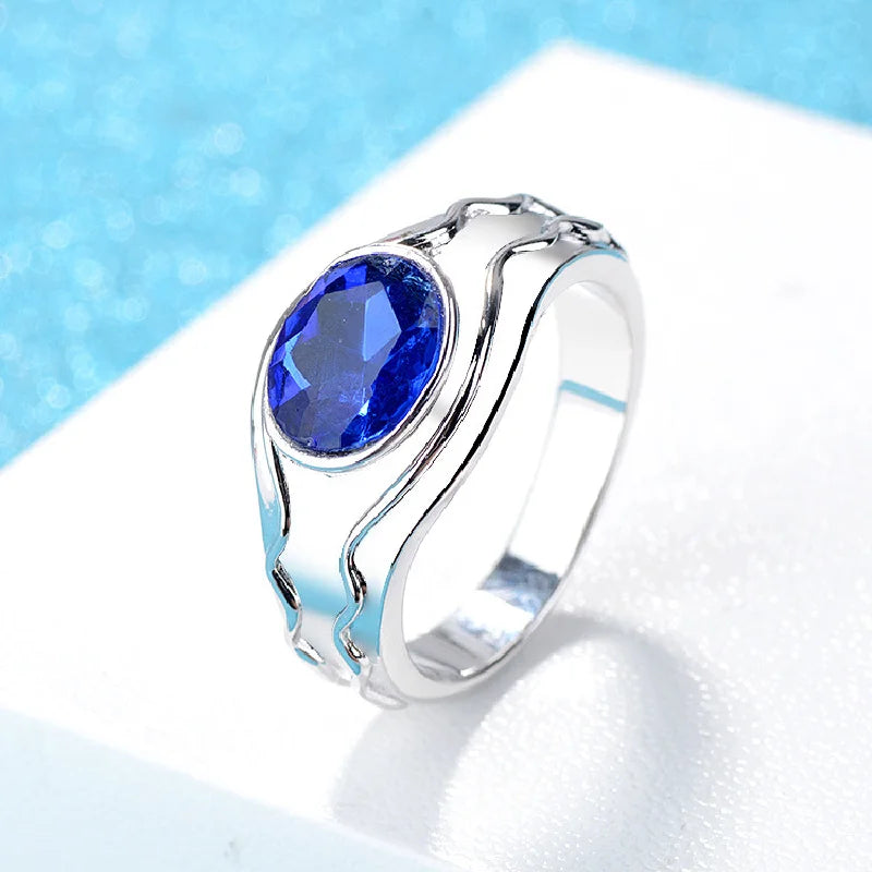 Anel de Pedra Azul Ar Elrond Vilya do SdA, Joia Masculina da Moda, Presente de Fã de Alta Qualidade