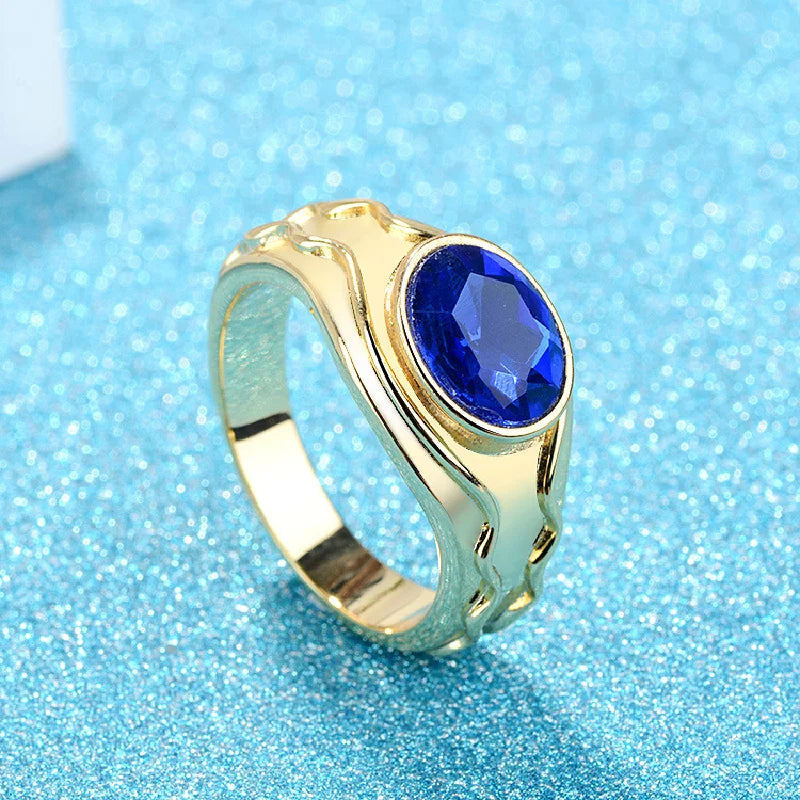 Anel de Pedra Azul Ar Elrond Vilya do SdA, Joia Masculina da Moda, Presente de Fã de Alta Qualidade