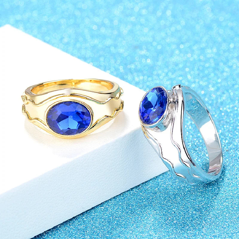 Anel de Pedra Azul Ar Elrond Vilya do SdA, Joia Masculina da Moda, Presente de Fã de Alta Qualidade