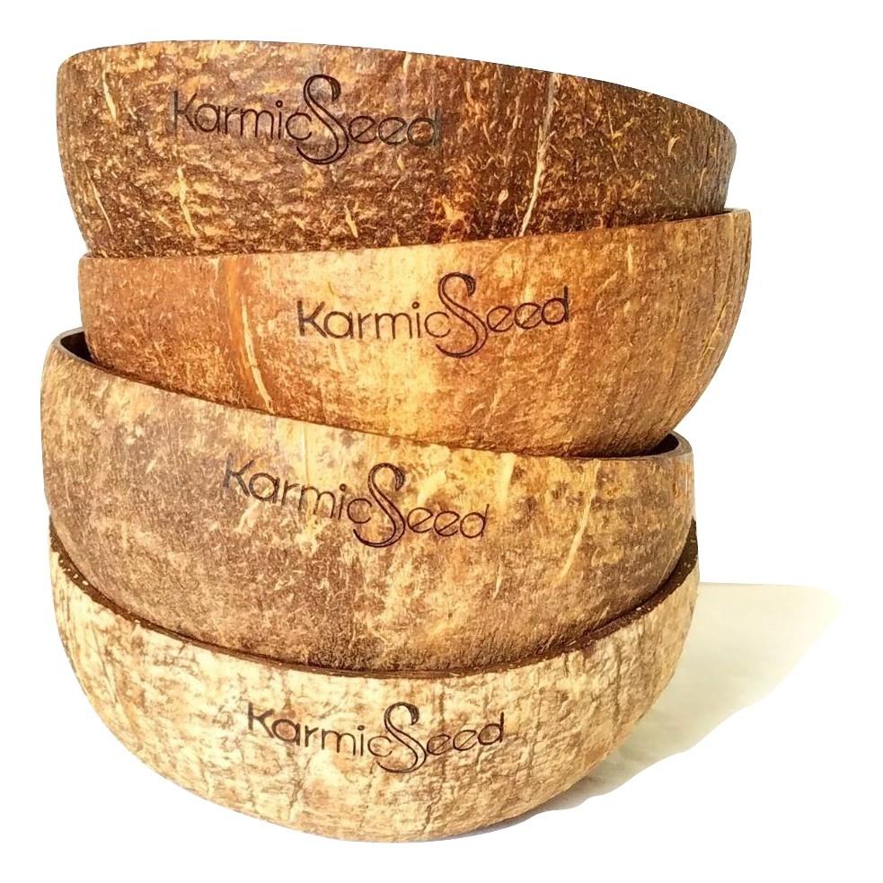 Tigelas de coco artesanais (conjunto de 4)