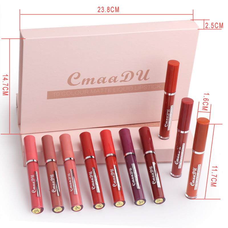 RootedCareUK 10-Piece Waterproof Matte Lipstick Set